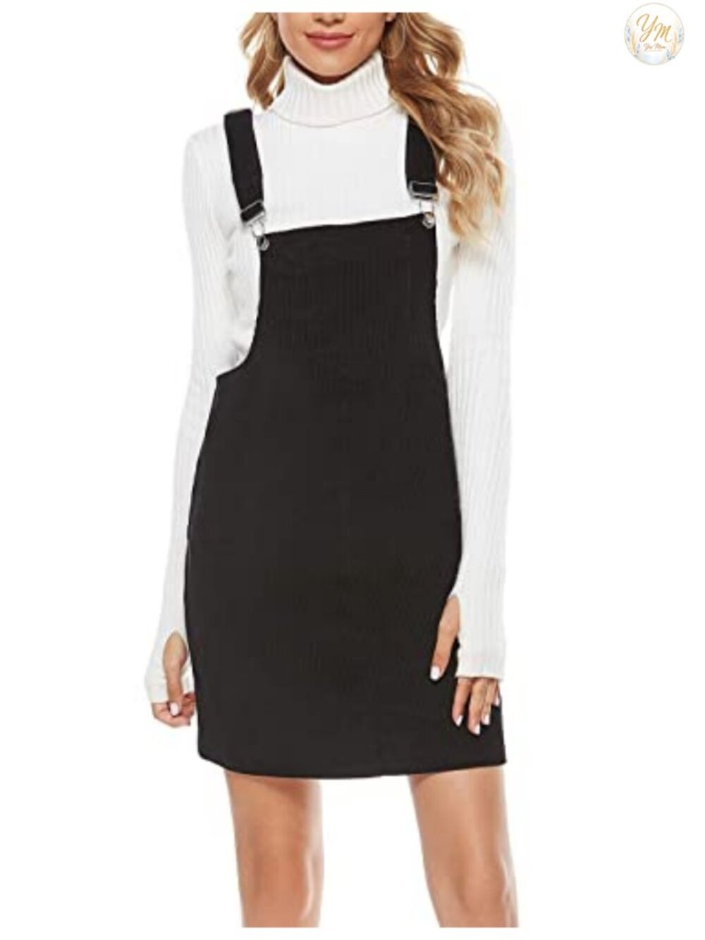 Women's Corduroy A-Line Jumper Pinafore Bib Overall Dress Skirt